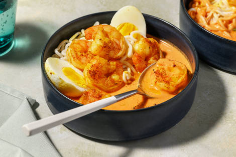 Laksa udon alle mazzancolle e curry