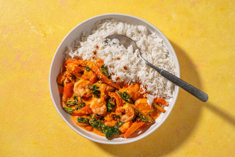 Rask thailandsk rød karri og reker