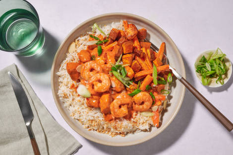 Chicken & Prawn Korma, Coconut Rice and Flaked Almonds