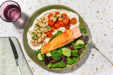 Seared Salmon & Herby Cannellini Beans