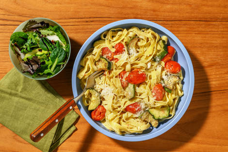 Creamy ‘Pesto’ Prawn & Cherry Tomato Fettuccine