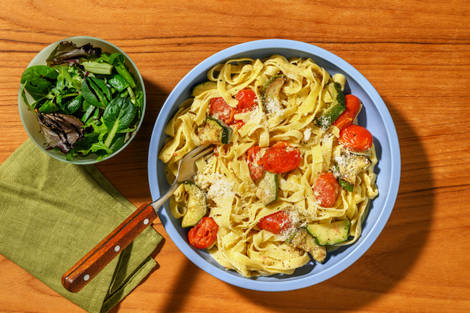 Creamy ‘Pesto’ & Cherry Tomato Fettuccine