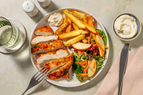 Double Herby Crumbed Chicken & Rosemary Fries