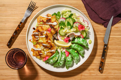 Wombok Okonomiyaki & Veggie Gyozas