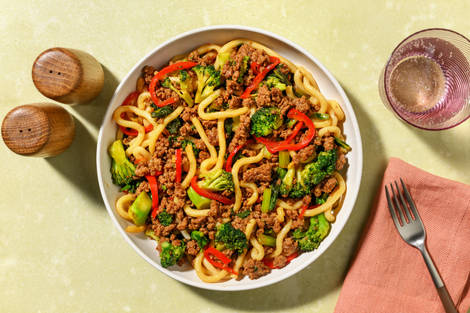 Quick Char Siu Beef Udon Noodle Stir-Fry