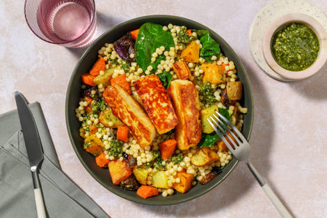 Honey-Glazed Chicken, Halloumi & Pearl Couscous