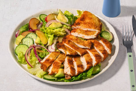 Crumbed Chicken & Herby Plum Salad