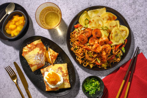Salt-Pepper Prawn Noodles & Chicken Dumplings for Dinner