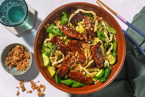 Fast Ginger Glazed Beef & Udon Noodle Salad