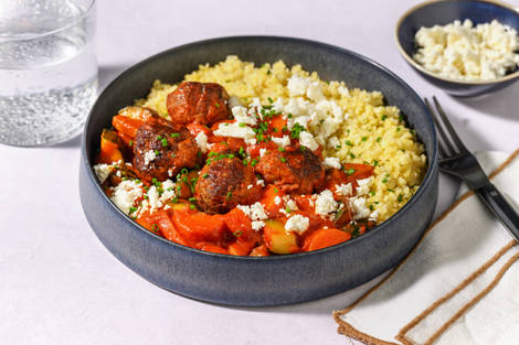 Chermoula Beef Meatballs and Herby Bulgur Wheat