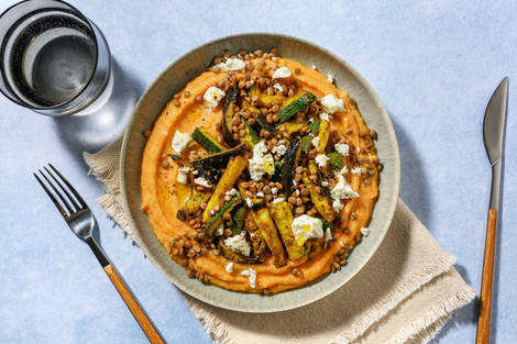 Calabacín y berenjena al estilo indio con queso griego