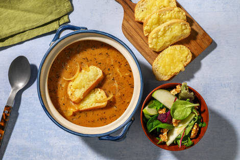 French Onion Style Bacon Soup and Cheesy Ciabatta