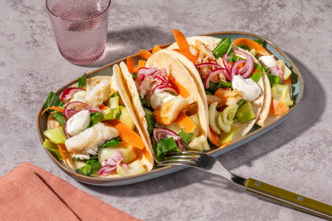 Sød chiliglaserede fisketacos