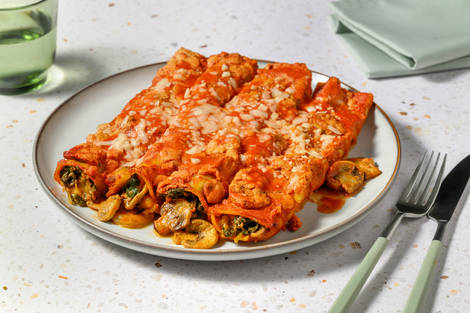 Spinach and Mushroom Cannelloni with Irish Bacon