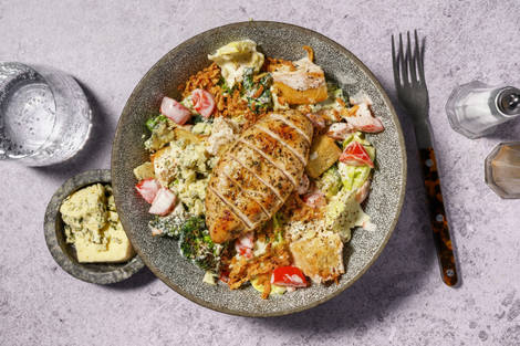 Quick Roasted Broccoli Blue Cheese Chicken Salad