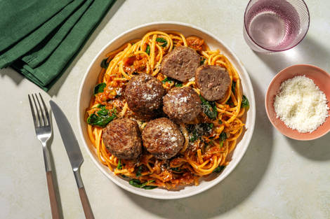 Krämig linguine och köttbullar