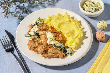 Double Roasted Chicken Thighs and Cheesy Leek Sauce