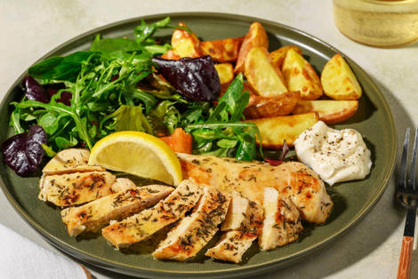 Petto di pollo al limone e patate dorate