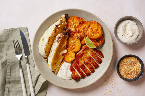 Seared Double Pork Steaks & Vietnamese Style Hispi Cabbage