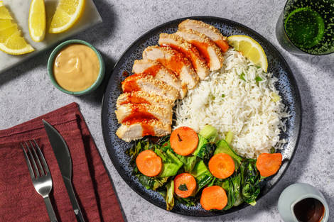 Sesampanert kylling og søt chilisaus