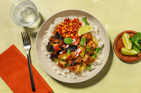 Japanese Inspired Miso Braised Chicken, Leek & Mushroom Bowl