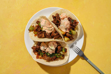 Tacos orientales exprés de ternera teriyaki