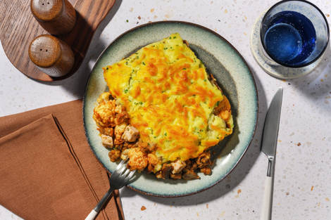 Cauliflower and Harissa Lentil Chicken Pie 