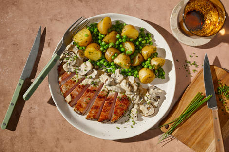 Quick Gammon and Black Garlic Mushroom Sauce