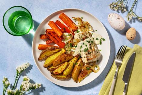 Lieu poêlé & carottes rôties au miel de Pâques