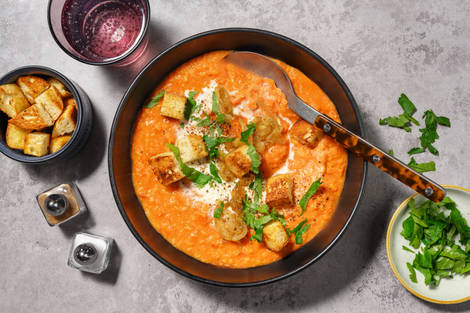 Velouté de lentilles aux épices & sauce avoine