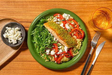Sticky Pistachio Crusted Salmon