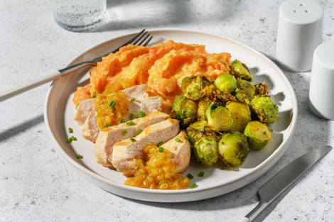 Dinde à l'échalote & choux de Bruxelles poêlés