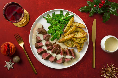 Entrecot de ternera con salsa casera de queso azul