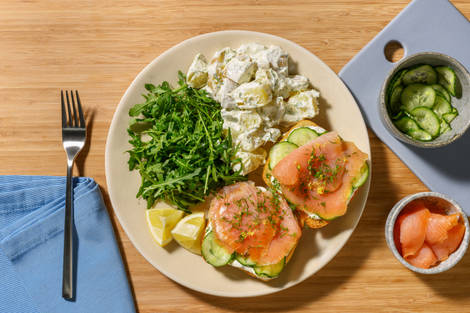 Smørrebrød Inspired Double Smoked Salmon Open Sandos