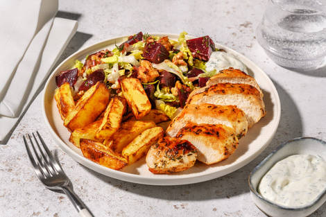 Poulet Label Rouge, frites & salade de betterave