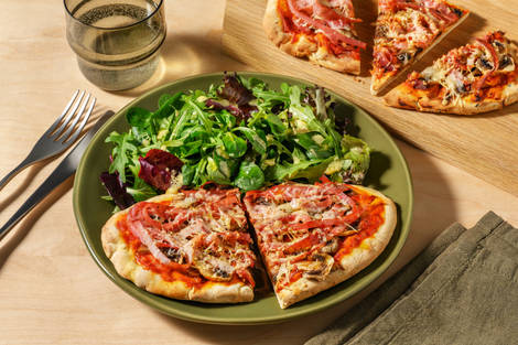 Pizza naan Regina : jambon & champignons