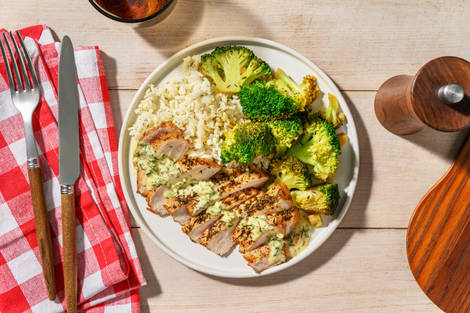 Carré de porc & sauce herbacée au cerfeuil