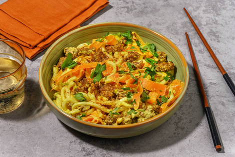 Curry Udon au bœuf haché & coco