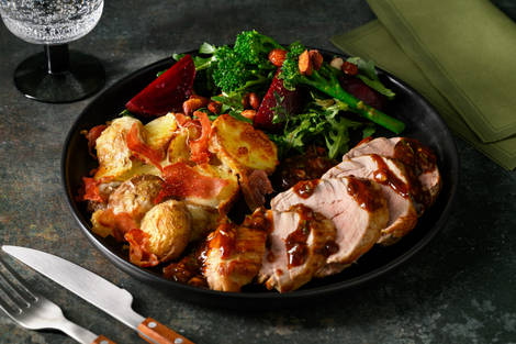 Fransk svinefilet og rødvinssaus