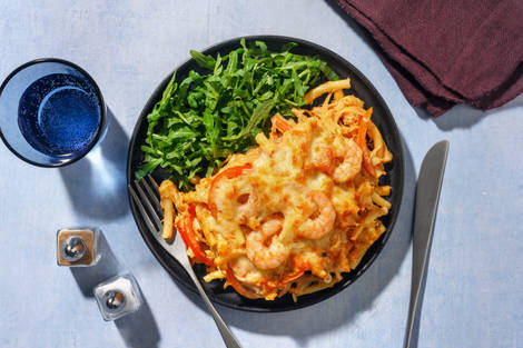 Creamy Mexican Fajita Inspired Tuna and Prawn Pasta Bake