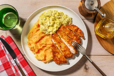 Porc pané au parmesan & purée de carotte