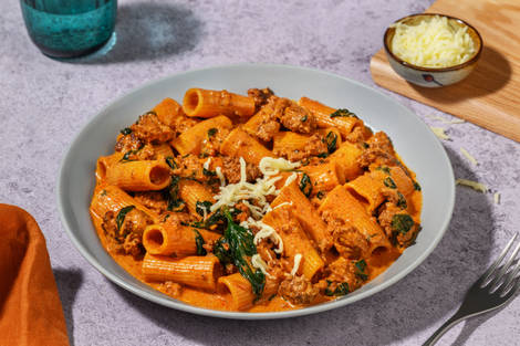 Spicy chipotle pasta & bœuf haché