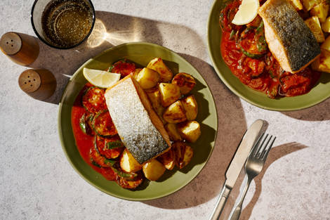 Pan-Fried Salmon and Pisto de Verduras