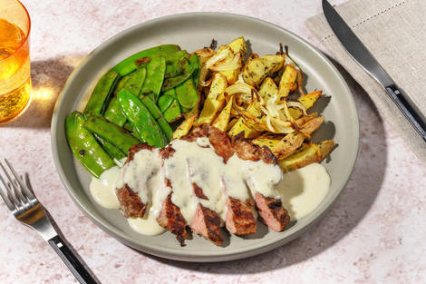 Extra de ternera en salsa casera de queso azul