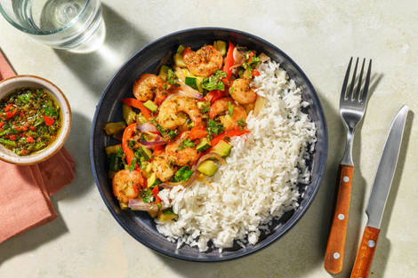 Chimichurri-garnalen met Peruaanse kruiden