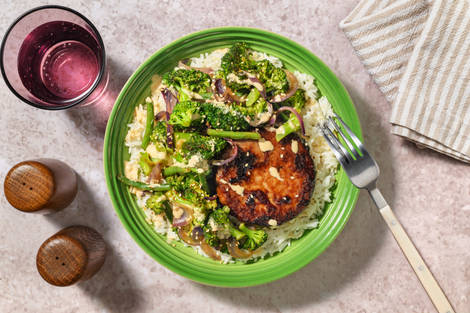 Vegetarische bulgogiburger met zoete Aziatische saus