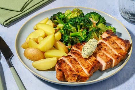 Schweinelachssteak mit Brokkoli