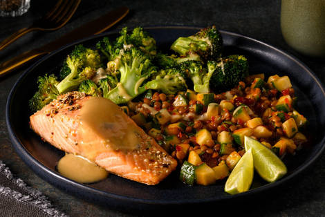 Zatar Lachsfilet auf Linsen-Tabbouleh