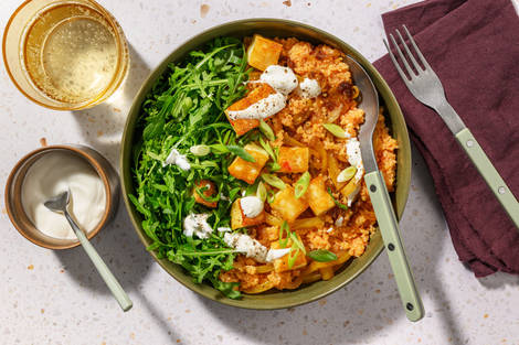 Glazed Chicken Harissa Bulgur Bowl