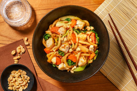 Szechuan Bio-Chicken Stir-fry mit Udonnudeln
